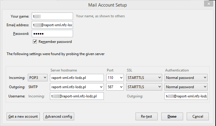 Przykładowa konfiguracja Mozilla Thunderbird